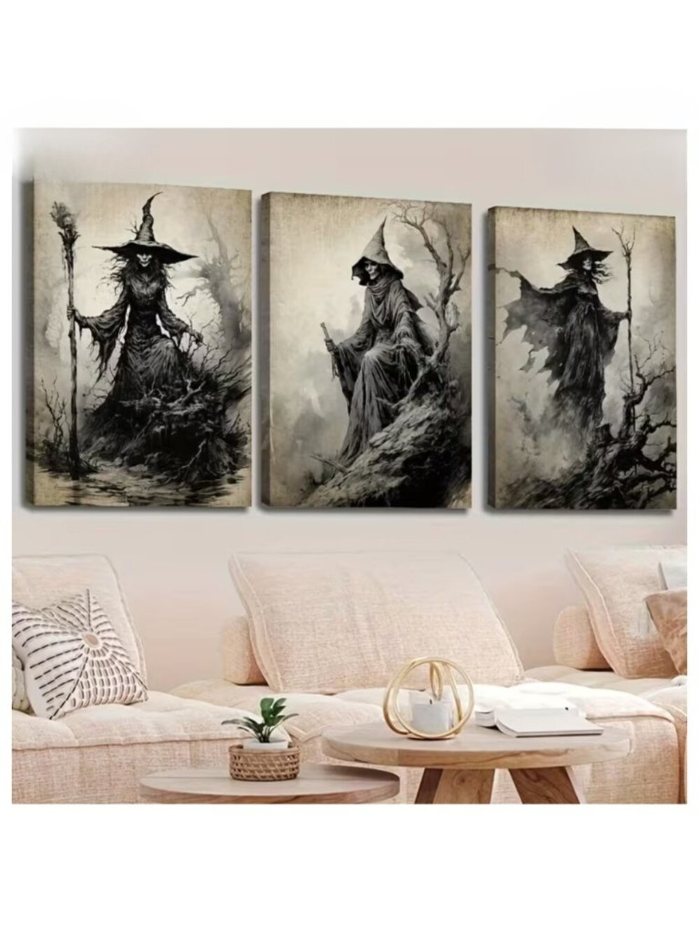 Unframed Canvas Prints Medieval Dark Lore Wind Swept Black Magic Gothic Decor